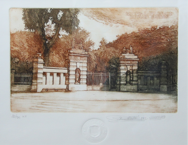 Botanička bašta Beograd – Slobodan Vuković, Bakropis - akvatinta (27 x 33), 2014. godina