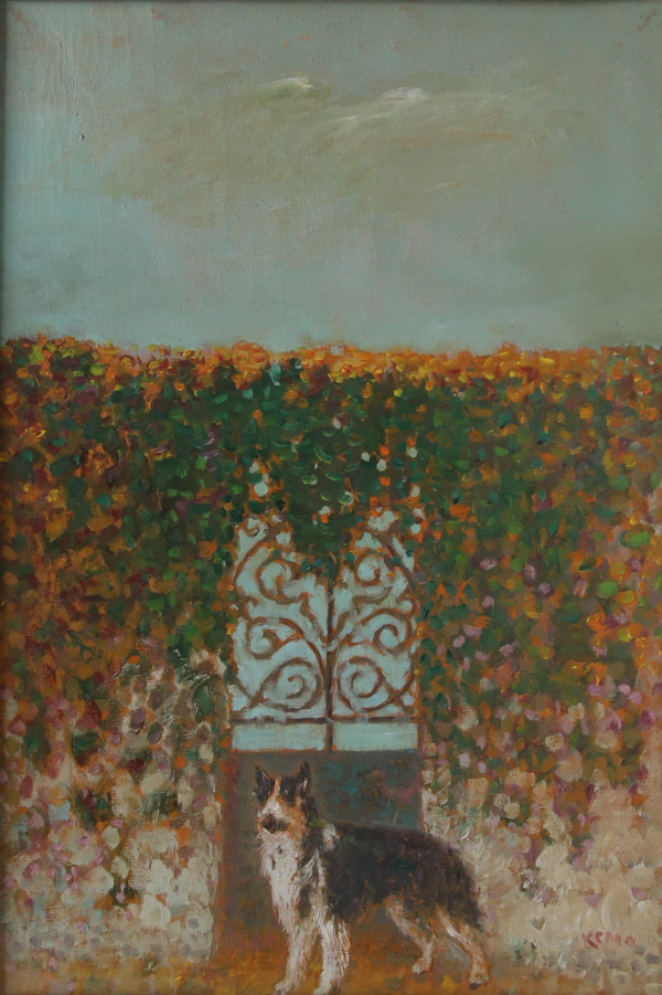 Kapija sa psom – Kemal Ramujkic, Ulje na platnu (33 x 48), 2005. godina