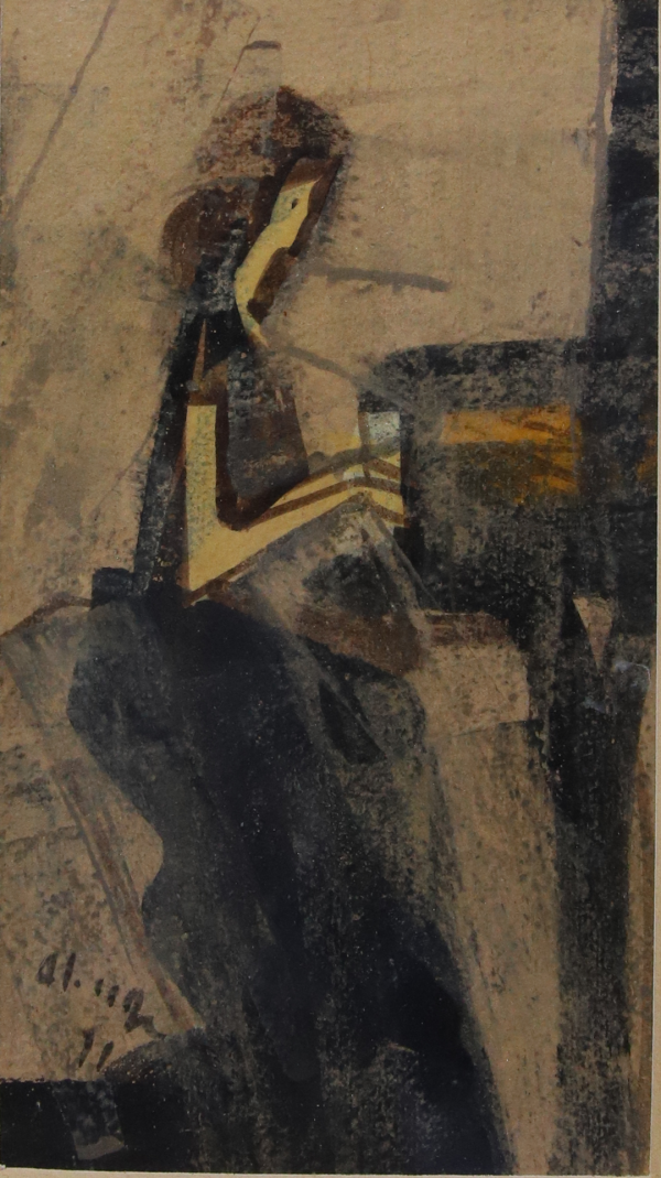 Pijanistkinja – Aleksandar Jeremić Cibe, ulje na kartonu (16 x 24), 1990. godina