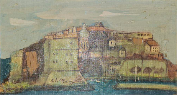 Dubrovnik – Aleksandar Jeremić Cibe, Ulje na šperu (46 x 26), 1995. godina
